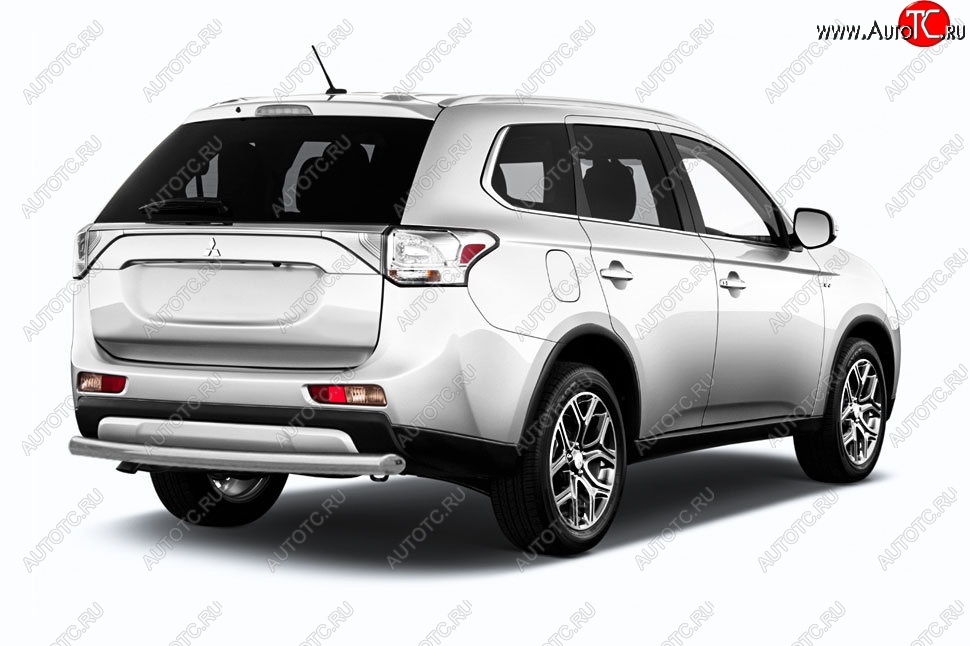 8 999 р. Защита заднего бампера Slitkoff (короткая, d57)  Mitsubishi Outlander  GF (2015-2018) 2-ой рестайлинг (Нержавейка, Полированная)  с доставкой в г. Новочеркасск