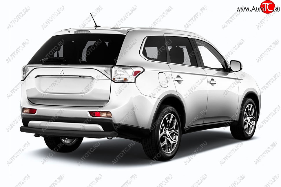 5 549 р. Защита заднего бампера Slitkoff (короткая, d57)  Mitsubishi Outlander  GF (2015-2018) 2-ой рестайлинг (Сталь с полимерным покрытием. Цвет: чёрный)  с доставкой в г. Новочеркасск