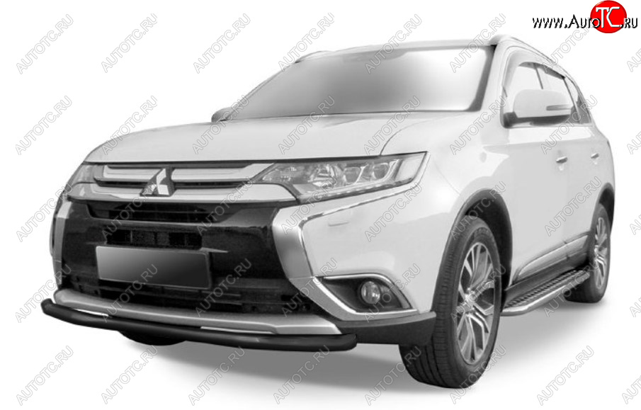 7 399 р. Защита переднего бампера Slitkoff (Ø 57 мм). Mitsubishi Outlander GF 2-ой рестайлинг (2015-2018) (Сталь с полимерным покрытием. Цвет: черный)  с доставкой в г. Новочеркасск