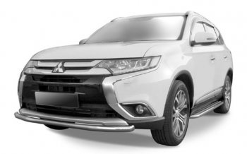 7 349 р. Защита переднего бампера Slitkoff (Ø 57 мм).  Mitsubishi Outlander  GF (2015-2018) 2-ой рестайлинг (Сталь с полимерным покрытием. Цвет: серебристый)  с доставкой в г. Новочеркасск. Увеличить фотографию 1