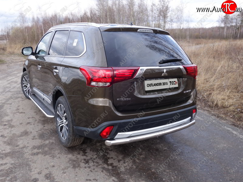 20 599 р. Защита заднего бампера ТСС (нержавейка d 60,3 мм)  Mitsubishi Outlander  GF (2014-2018) 1-ый рестайлинг, 2-ой рестайлинг  с доставкой в г. Новочеркасск