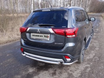 16 549 р. Защита заднего бампера (короткая) ТСС (нержавейка d 60,3 мм)  Mitsubishi Outlander  GF (2014-2018) 1-ый рестайлинг, 2-ой рестайлинг  с доставкой в г. Новочеркасск. Увеличить фотографию 1