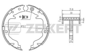 2 699 р. Колодки задние барабанного тормоза ZEKKERT Mitsubishi Outlander CW0W дорестайлинг (2005-2010)  с доставкой в г. Новочеркасск. Увеличить фотографию 1