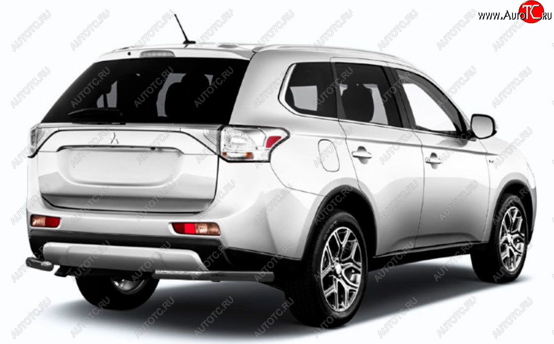 5 549 р. Защита заднего бампера Slitkoff (Ø 57 мм)  Mitsubishi Outlander  GF (2015-2018) 2-ой рестайлинг (Сталь с полимерным покрытием. Цвет: черный)  с доставкой в г. Новочеркасск