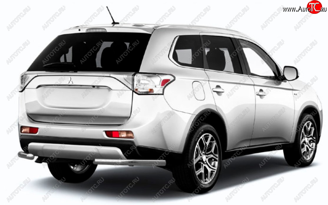 6 349 р. Защита заднего бампера Slitkoff (Ø 57 мм)  Mitsubishi Outlander  GF (2015-2018) 2-ой рестайлинг (Сталь с полимерным покрытием. Цвет: серебристый)  с доставкой в г. Новочеркасск