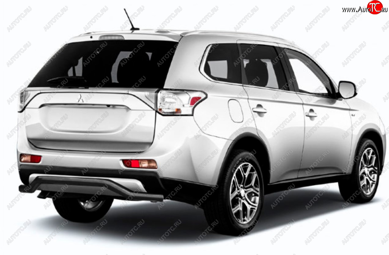 7 299 р. Защита заднего бампера Slitkoff (Ø 57, волна)  Mitsubishi Outlander  GF (2014-2016) 1-ый рестайлинг (Сталь с полимерным покрытием. Цвет: черный)  с доставкой в г. Новочеркасск