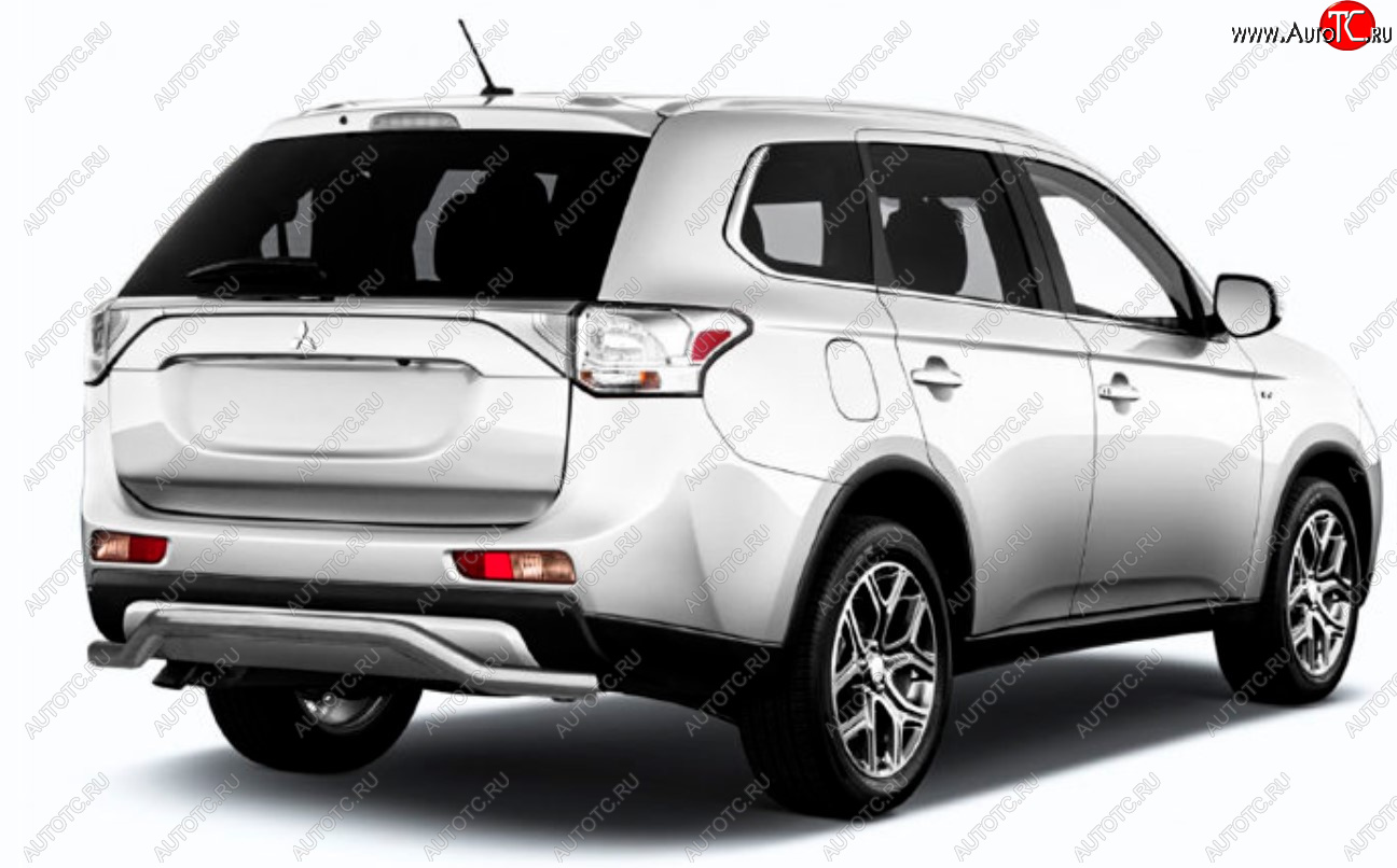 7 299 р. Защита заднего бампера Slitkoff (Ø 57, волна)  Mitsubishi Outlander  GF (2014-2016) 1-ый рестайлинг (Сталь с полимерным покрытием. Цвет: серебристый)  с доставкой в г. Новочеркасск