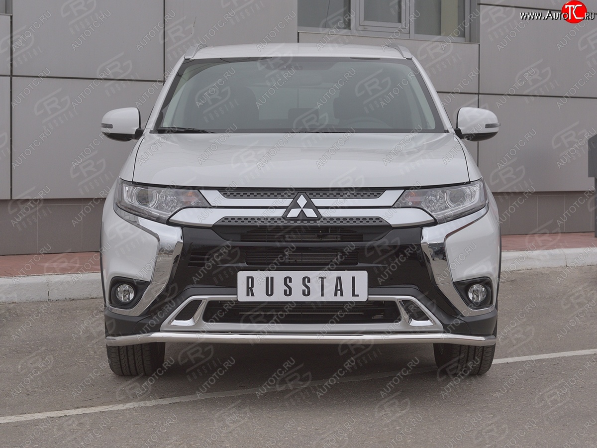 12 949 р. Защита переднего бампера (Ø42 мм, нержавейка) SLITKOFF  Mitsubishi Outlander  GF (2018-2022) 3-ий рестайлинг  с доставкой в г. Новочеркасск