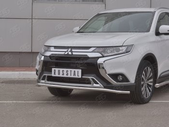 12 949 р. Защита переднего бампера (Ø42 мм, нержавейка) SLITKOFF  Mitsubishi Outlander  GF (2018-2022) 3-ий рестайлинг  с доставкой в г. Новочеркасск. Увеличить фотографию 2