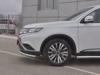 12 949 р. Защита переднего бампера (Ø42 мм, нержавейка) SLITKOFF  Mitsubishi Outlander  GF (2018-2022) 3-ий рестайлинг  с доставкой в г. Новочеркасск. Увеличить фотографию 3