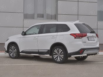 10 999 р. Защита заднего бампера (Ø63 мм уголки, нержавейка) SLITKOFF  Mitsubishi Outlander  GF (2018-2022) 3-ий рестайлинг  с доставкой в г. Новочеркасск. Увеличить фотографию 2