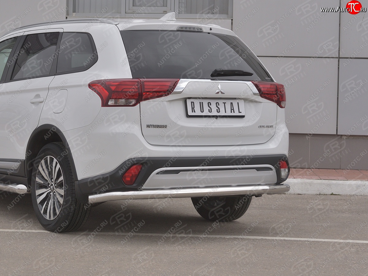 14 799 р. Защита заднего бампера (Ø63 мм, нержавейка) RUSSTAL  Mitsubishi Outlander  GF (2018-2022) 3-ий рестайлинг  с доставкой в г. Новочеркасск