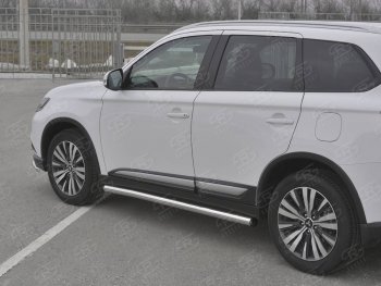 Защита порогов (Ø63 мм, нержавейка) SLITKOFF Mitsubishi Outlander GF 3-ий рестайлинг (2018-2022)