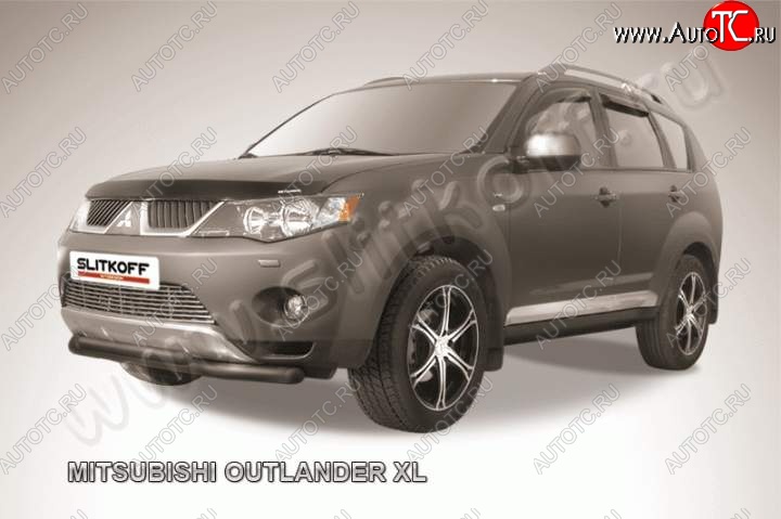 8 199 р. Защита переднего бампер Slitkoff Mitsubishi Outlander XL (CW)  дорестайлинг (2005-2009) (Цвет: серебристый)  с доставкой в г. Новочеркасск