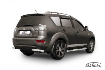 8 180 р. Защита заднего бампера Arbori (уголки, нержавейка, 1 труба d57 mm).  Mitsubishi Outlander  XL (2005-2009) (CW)  дорестайлинг  с доставкой в г. Новочеркасск. Увеличить фотографию 1