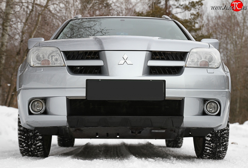 3 299 р. Накладка на передний бампер RA Mitsubishi Outlander CU (2003-2009) (Поверхность глянец (под покраску), Неокрашенная)  с доставкой в г. Новочеркасск