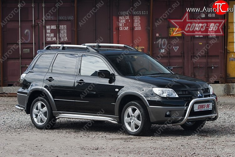 10 079 р. Защита переднего бампера Souz-96 (d60) Mitsubishi Outlander CU (2003-2009)  с доставкой в г. Новочеркасск