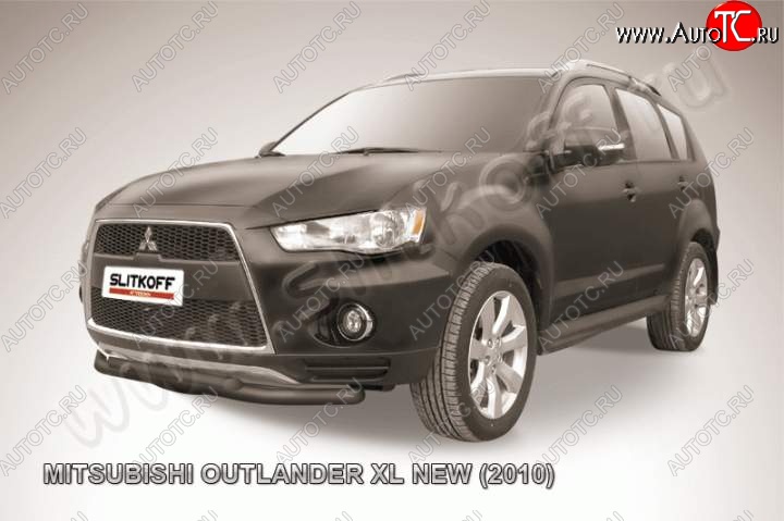 11 999 р. Защита переднего бампер Slitkoff Mitsubishi Outlander XL (CW)  рестайлинг (2010-2013) (Цвет: серебристый)  с доставкой в г. Новочеркасск