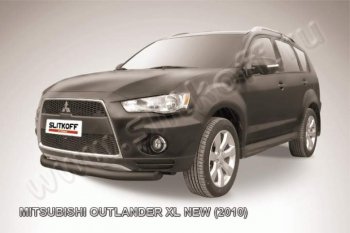 8 199 р. защита переднего бампера Slitkoff Mitsubishi Outlander XL (CW)  рестайлинг (2010-2013) (Цвет: серебристый)  с доставкой в г. Новочеркасск. Увеличить фотографию 1