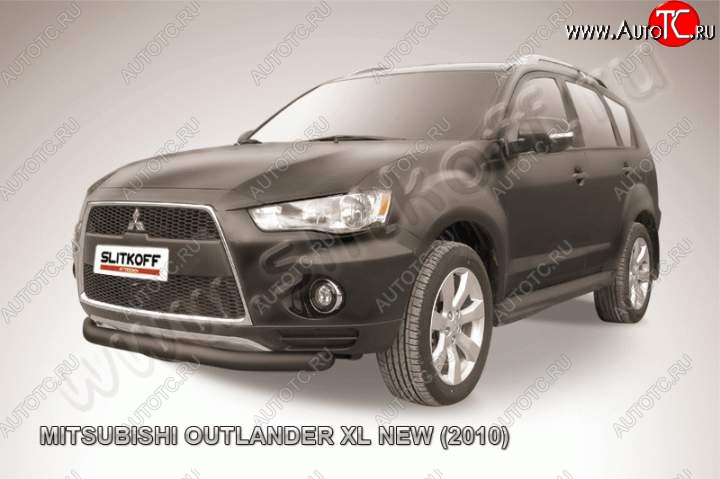 6 999 р. защита переднего бампера Slitkoff  Mitsubishi Outlander  XL (2010-2013) (CW)  рестайлинг (Цвет: серебристый)  с доставкой в г. Новочеркасск