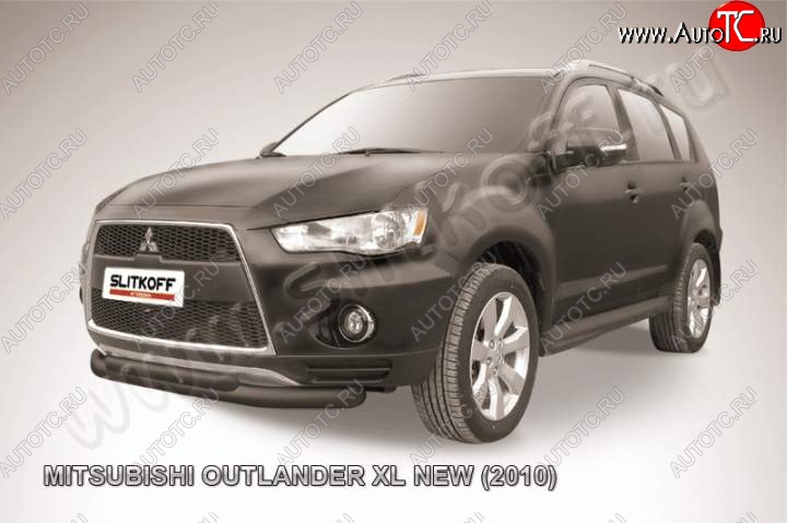 9 799 р. Защита переднего бампер Slitkoff  Mitsubishi Outlander  XL (2010-2013) (CW)  рестайлинг (Цвет: серебристый)  с доставкой в г. Новочеркасск