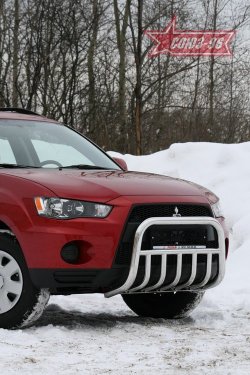 Защита переднего бампера Souz-96 (d60) Mitsubishi Outlander XL (CW)  рестайлинг (2010-2013)