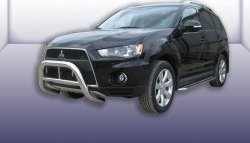 28 999 р. Усиленная защита переднего бампера из трубы диаметром 76 мм Slitkoff  Mitsubishi Outlander  XL (2010-2013) (CW)  рестайлинг (Нержавейка, Полированная)  с доставкой в г. Новочеркасск. Увеличить фотографию 1