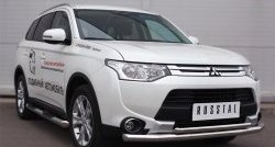 24 599 р. Защита переднего бампера (2 трубыØ63 и 42 мм, нержавейка) SLITKOFF  Mitsubishi Outlander  GF (2014-2016) 1-ый рестайлинг  с доставкой в г. Новочеркасск. Увеличить фотографию 4