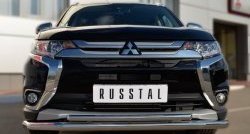 14 699 р. Защита переднего бампера (2 трубыØ63 и 42 мм, нержавейка) SLITKOFF Mitsubishi Outlander GF 2-ой рестайлинг (2015-2018)  с доставкой в г. Новочеркасск. Увеличить фотографию 4