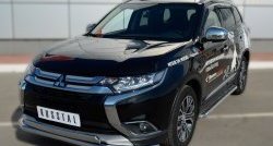 22 949 р. Защита переднего бампера (2 трубыØ75х42 и 63 мм, нержавейка) Russtal Mitsubishi Outlander GF 2-ой рестайлинг (2015-2018)  с доставкой в г. Новочеркасск. Увеличить фотографию 4