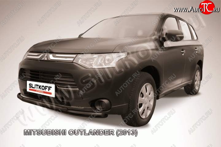 12 399 р. Защита переднего бампер Slitkoff Mitsubishi Outlander GF дорестайлинг (2012-2014) (Цвет: серебристый)  с доставкой в г. Новочеркасск