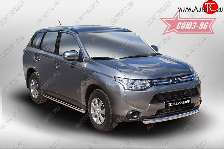 13 274 р. Защита переднего бампера одинарная Souz-96 (d76) Mitsubishi Outlander GF дорестайлинг (2012-2014)  с доставкой в г. Новочеркасск