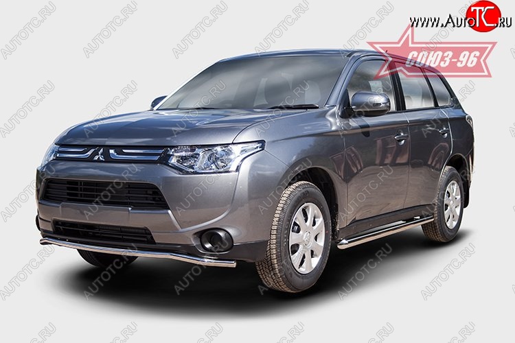 10 934 р. Защита переднего бампера диаметр трубы 42 мм Premium Souz-96 Mitsubishi Outlander GF дорестайлинг (2012-2014)  с доставкой в г. Новочеркасск