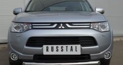 14 999 р. Одинарная защита переднего бампера диаметром 76 мм SLITKOFF Mitsubishi Outlander GF дорестайлинг (2012-2014)  с доставкой в г. Новочеркасск. Увеличить фотографию 3