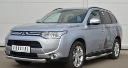 14 999 р. Одинарная защита переднего бампера диаметром 76 мм SLITKOFF Mitsubishi Outlander GF дорестайлинг (2012-2014)  с доставкой в г. Новочеркасск. Увеличить фотографию 4