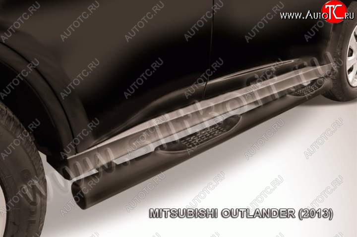 10 749 р. Защита порогов Slitkoff  Mitsubishi Outlander  GF (2012-2014) дорестайлинг (Цвет: серебристый)  с доставкой в г. Новочеркасск