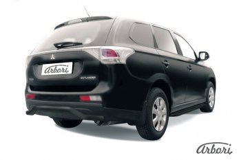 6 209 р. Защита заднего бампера Arbori (волна, черная, 1 труба d57 mm). Mitsubishi Outlander GF дорестайлинг (2012-2014)  с доставкой в г. Новочеркасск. Увеличить фотографию 1