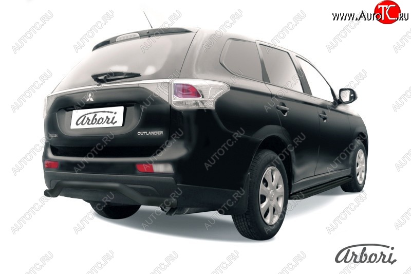 6 209 р. Защита заднего бампера Arbori (волна, черная, 1 труба d57 mm). Mitsubishi Outlander GF дорестайлинг (2012-2014)  с доставкой в г. Новочеркасск