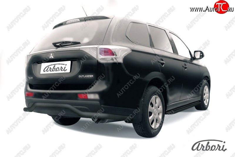 6 929 р. Защита заднего бампера Arbori (длинная, черная, 1 труба d57 mm). Mitsubishi Outlander GF дорестайлинг (2012-2014)  с доставкой в г. Новочеркасск