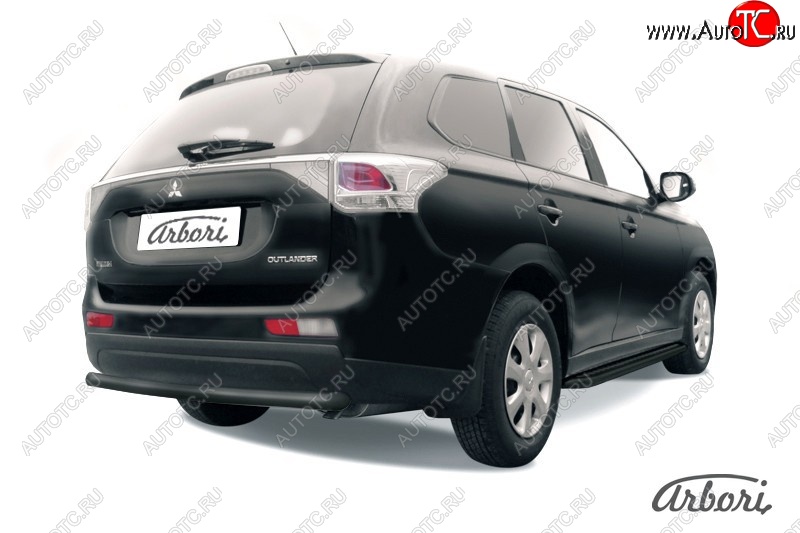 5 399 р. Защита заднего бампера Arbori (уголки, черная, 1 труба d57 mm). Mitsubishi Outlander GF дорестайлинг (2012-2014)  с доставкой в г. Новочеркасск