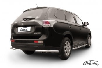 8 909 р. Защита заднего бампера Arbori (уголки, нержавейка, 1 труба d57 mm). Mitsubishi Outlander GF дорестайлинг (2012-2014)  с доставкой в г. Новочеркасск. Увеличить фотографию 1