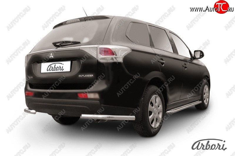 8 909 р. Защита заднего бампера Arbori (уголки, нержавейка, 1 труба d57 mm). Mitsubishi Outlander GF дорестайлинг (2012-2014)  с доставкой в г. Новочеркасск