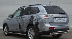 15 999 р. Защита заднего бампера (Ø63 и 42 мм, нержавейка) SLITKOFF Mitsubishi Outlander GF дорестайлинг (2012-2014)  с доставкой в г. Новочеркасск. Увеличить фотографию 4