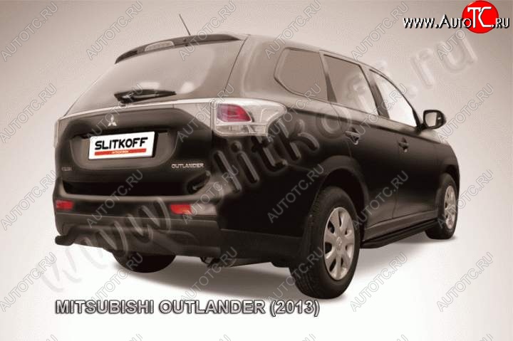 7 249 р. Защита задняя Slitkoff  Mitsubishi Outlander  GF (2012-2014) дорестайлинг (Цвет: серебристый)  с доставкой в г. Новочеркасск