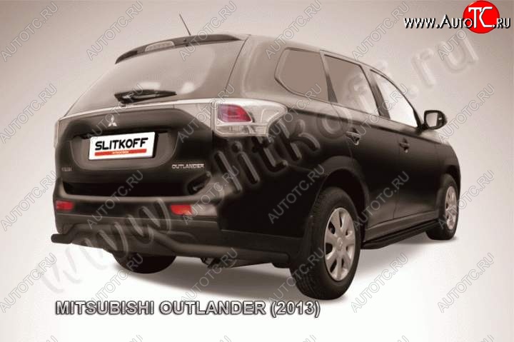 8 249 р. Защита задняя Slitkoff Mitsubishi Outlander GF дорестайлинг (2012-2014) (Цвет: серебристый)  с доставкой в г. Новочеркасск