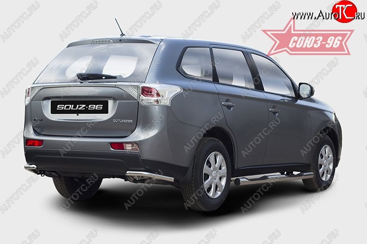 7 784 р. Защита заднего бампера из боковых уголков диаметром 42 мм SOUZ-96 Mitsubishi Outlander GF дорестайлинг (2012-2014)  с доставкой в г. Новочеркасск