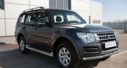 17 749 р. Защита переднего бампера (2 трубыØ63 мм, нержавейка) Russtal Mitsubishi Pajero 4 V90 2-ой рестайлинг (2014-2020)  с доставкой в г. Новочеркасск. Увеличить фотографию 4