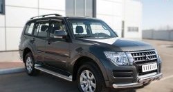 13 949 р. Защита порогов из круглой трубы диаметром 42 мм SLITKOFF  Mitsubishi Pajero  4 V90 (2014-2020) 2-ой рестайлинг  с доставкой в г. Новочеркасск. Увеличить фотографию 4