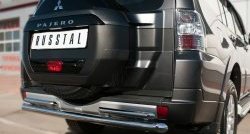 20 849 р. Защита заднего бампера (Ø63 и 42 мм, нержавейка) Russtal Mitsubishi Pajero 4 V90 2-ой рестайлинг (2014-2020)  с доставкой в г. Новочеркасск. Увеличить фотографию 2