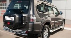 20 849 р. Защита заднего бампера (Ø63 и 42 мм, нержавейка) Russtal Mitsubishi Pajero 4 V90 2-ой рестайлинг (2014-2020)  с доставкой в г. Новочеркасск. Увеличить фотографию 4